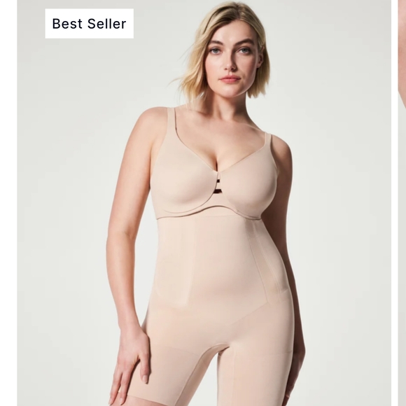 SPANX NWOT power Shaper  open gusset w bra loop holes nude high-waisted - Picture 5 of 13